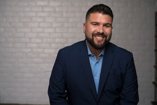 Man wearing blue blazer